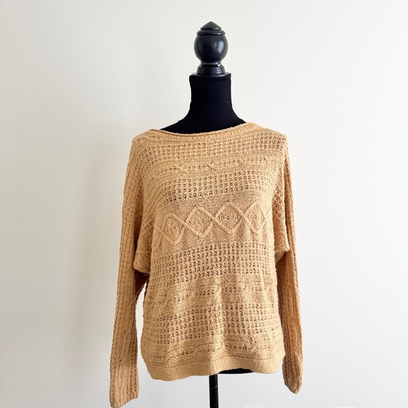 Vintage Abercrombie & Fitch Cable Knit Sweater – Size M– Golden Yellow